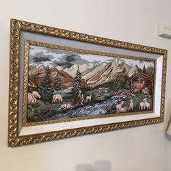 Hand - Drawn Art Painting With Woolen Threads Size  50 * 25 Inch 