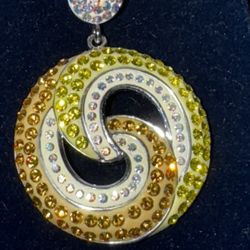 Danbury Mint Yellow Swirl crystal pendant necklace  with box