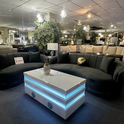 Brand New Dark Gray Linen Modern Sofa + Loveseat 2PCs Set