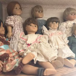 6 American girl dolls,1 Lissie doll made in Germany