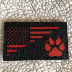 Reflective USA Flag w/ Tracker Paw Tactical Patch 2” x 3.5”