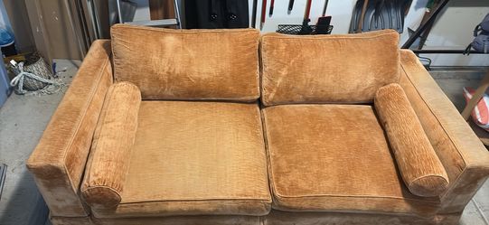 Rust velvet 2 seater sofa