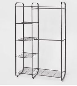 Closet Clothing Rack Black and Shelves