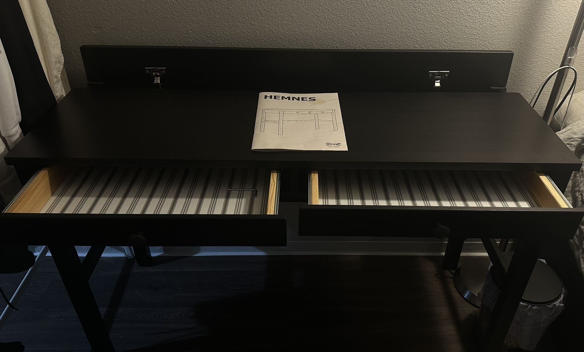 IKEA HEMNES Desk with 2 Shelves – Solid Wood, Excellent Condition