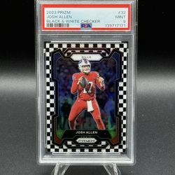 2023 Panini Prizm Black & White Checker Prizm #32 Josh Allen PSA Mint 9 (SP)