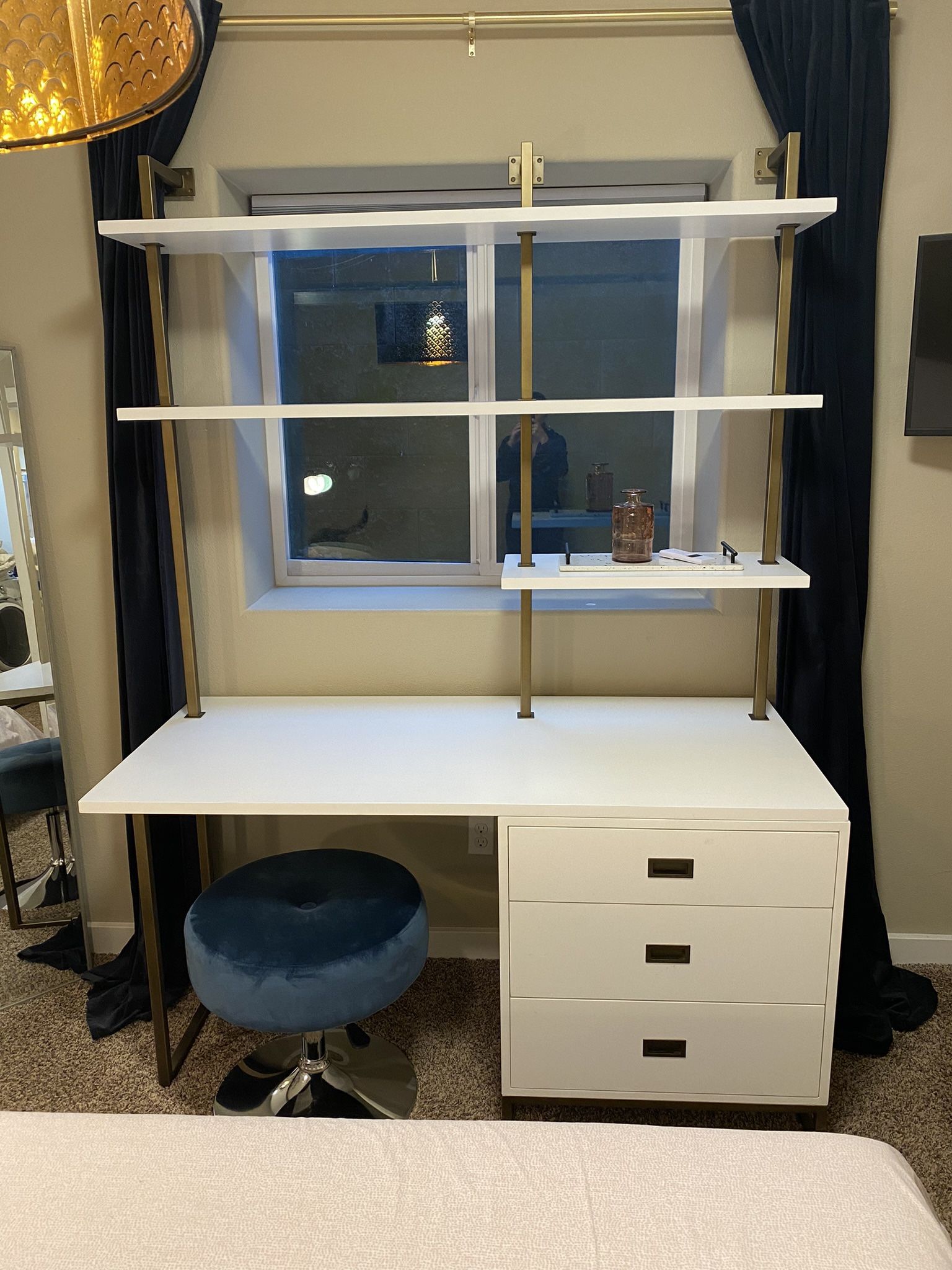 Restoration Hardware White Avalon Desk With Shelving~Gorgeous 