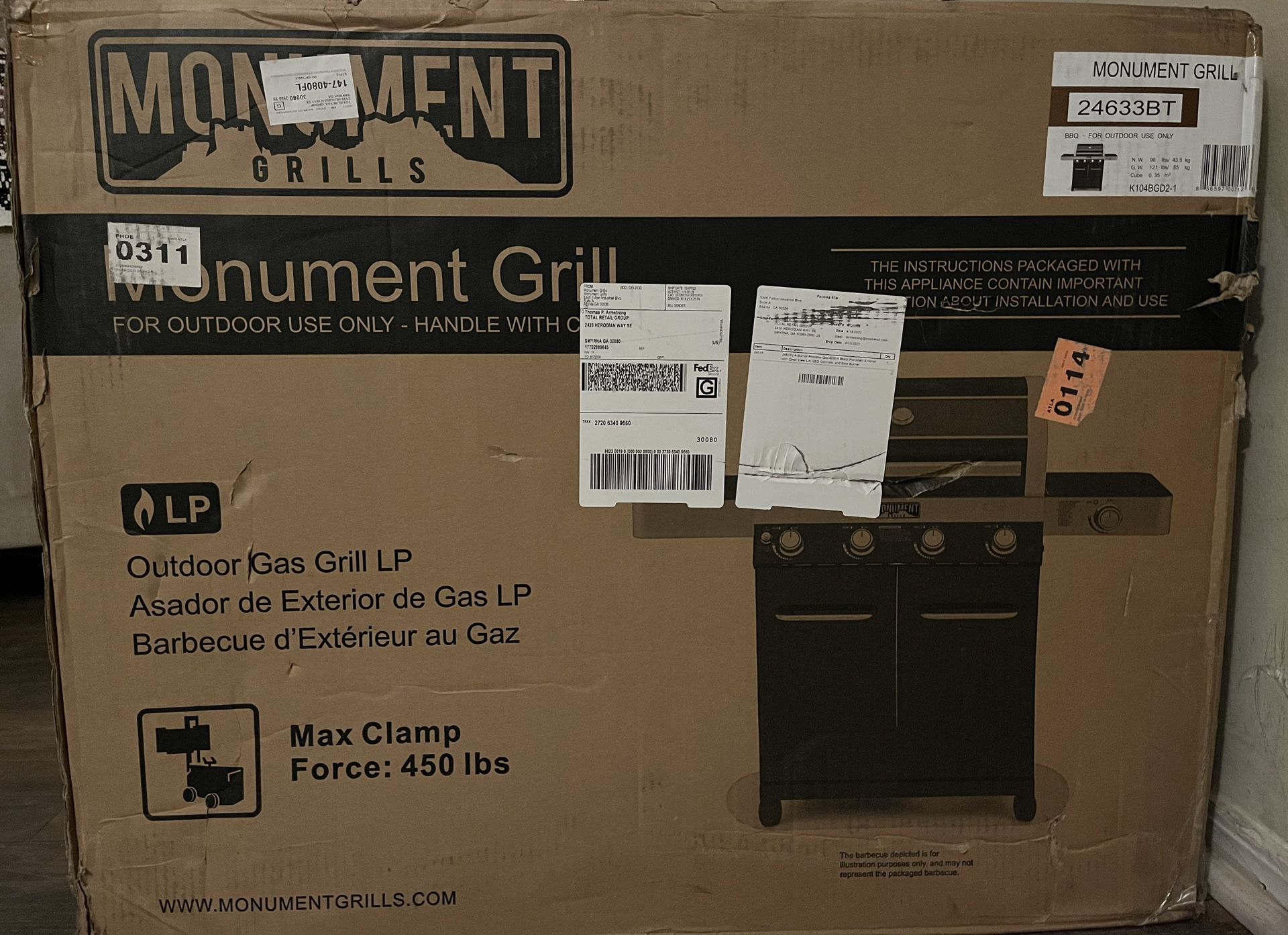 monument outdoor gas grill lp 