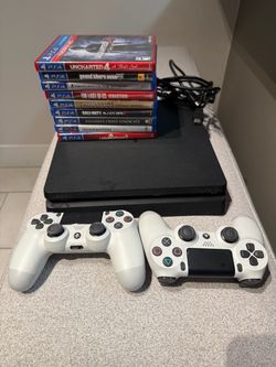 PS4 Slim 1TB + 2 Controllers + 9 Games Bundle