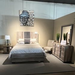 Grey Queen 4PC Bedroom Set