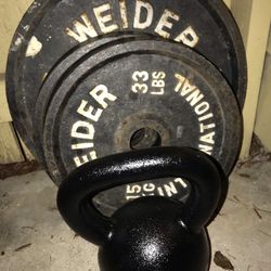 Weights Plates Dumbbells Disc Kettle Bell Some Vintage 