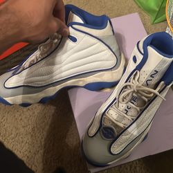 White and blue Jordan’s