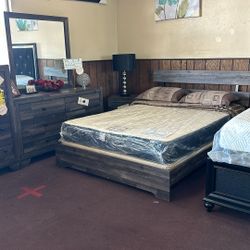 6pc Queen Gray Bedroom Set
