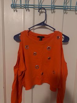 Forever 21 Orange Cold-Shoulder Crop Top