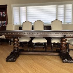 Extra Large Dinning  Table With  Matching Armoire