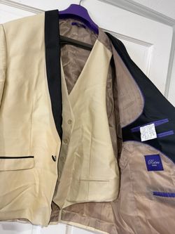 Beige man blazers and vest