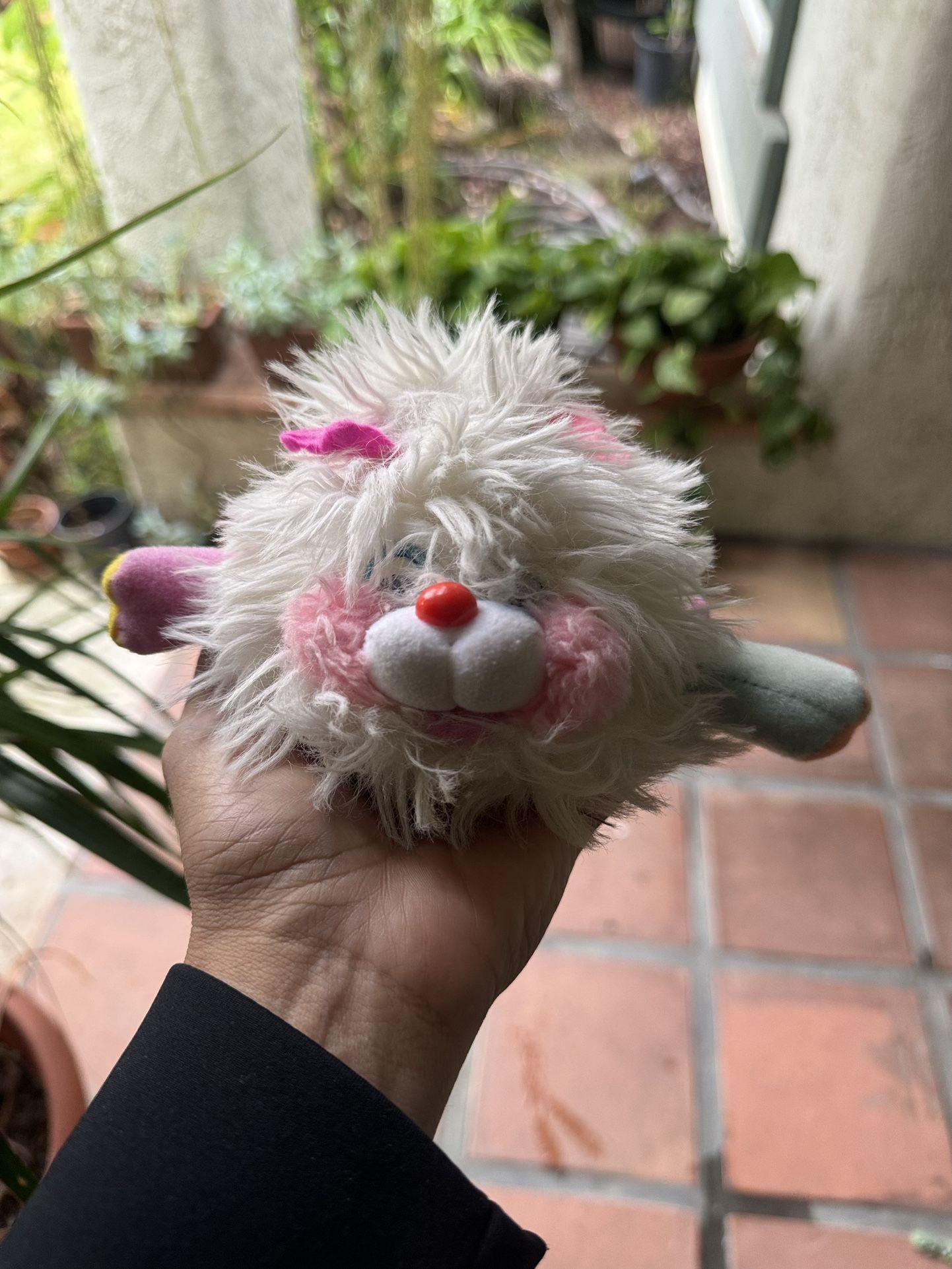 Vintage 1986 Mini Popples Plush Puffling Stuffed Animal Mattel White