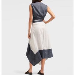 DKNY Asymmetrical A-Line Color Block Skirt