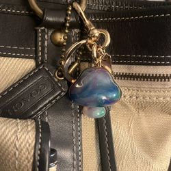Blue and Gold Mushroom Bag Charm Keychain