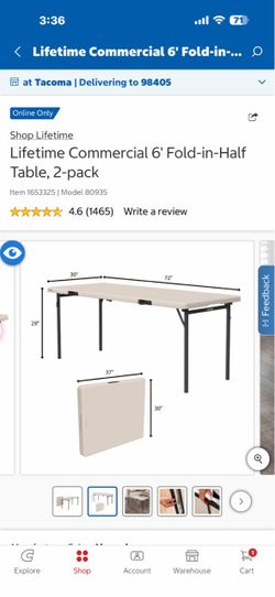 Lifetime Commercial 6' Fold-in-Half Table