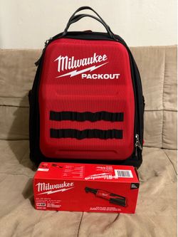 Brand New Milwaukee Packout Backpack and 3/8 Ratchet Bundle
