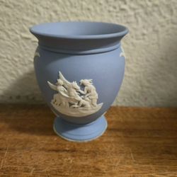 Small 4" Vintage Blue Jasper Wedgwood England Vase