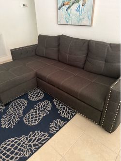 Sleeper sofa 7’ x 4’ new dark gray