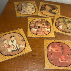 6 Vintage , Coasters ( National Palace Museum Artwork Of Chi'ng-SungYuan- Ming Dynasties 