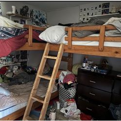 Triple Bunk Bed Frame — Solid Wood — Disassembled for Easy Pickup