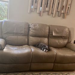 Flexsteel Leather Reclining Sofa – Good Condition