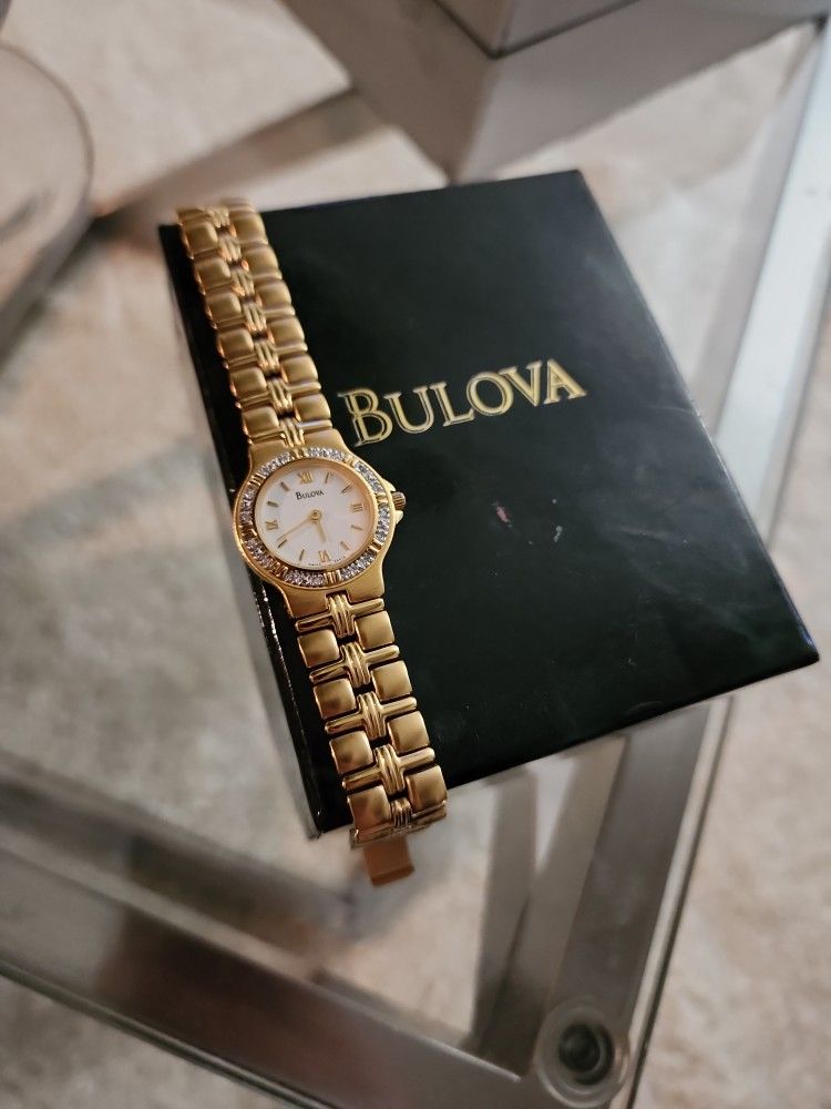 Bulova Women's Quartz Diamond Accents Gold-Tone Bracelet 26mm Wrist Watch