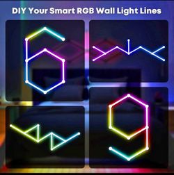 9 Light Lines,White LED Smart Glide Wall Line Light, WiFi RGB LED Wall Lights for Gaming Room