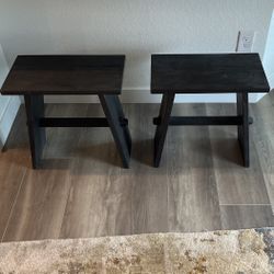 Solid Wood Stool/ End Table Pair