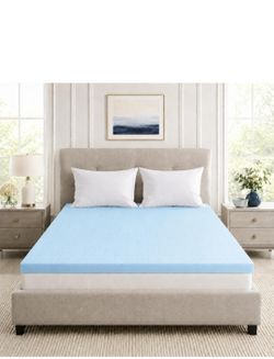 Mattress Topper Queen, 2 Inch Gel Memory Foam, Blue