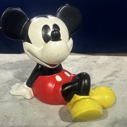 Disney Mickey Mouse Leaning Cross-Legged Coin Bank Ceramic Piggy Bank by Enesco