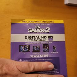 DIGITAL MOVIE THE SMURFS 2 $4.00 OR TRADE FOR A MOVIE TITLE I DO NOT OWN.