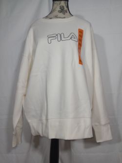 NWT FILA Gardenia Crewneck Sweatshirt Ivory XXL Logo Pullover