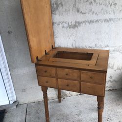 Vintage Wood Sewing Machine Cabinet