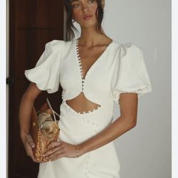 SABO Jaylie Button Dress in White Size Large Retail $138 NEW Sold Out  