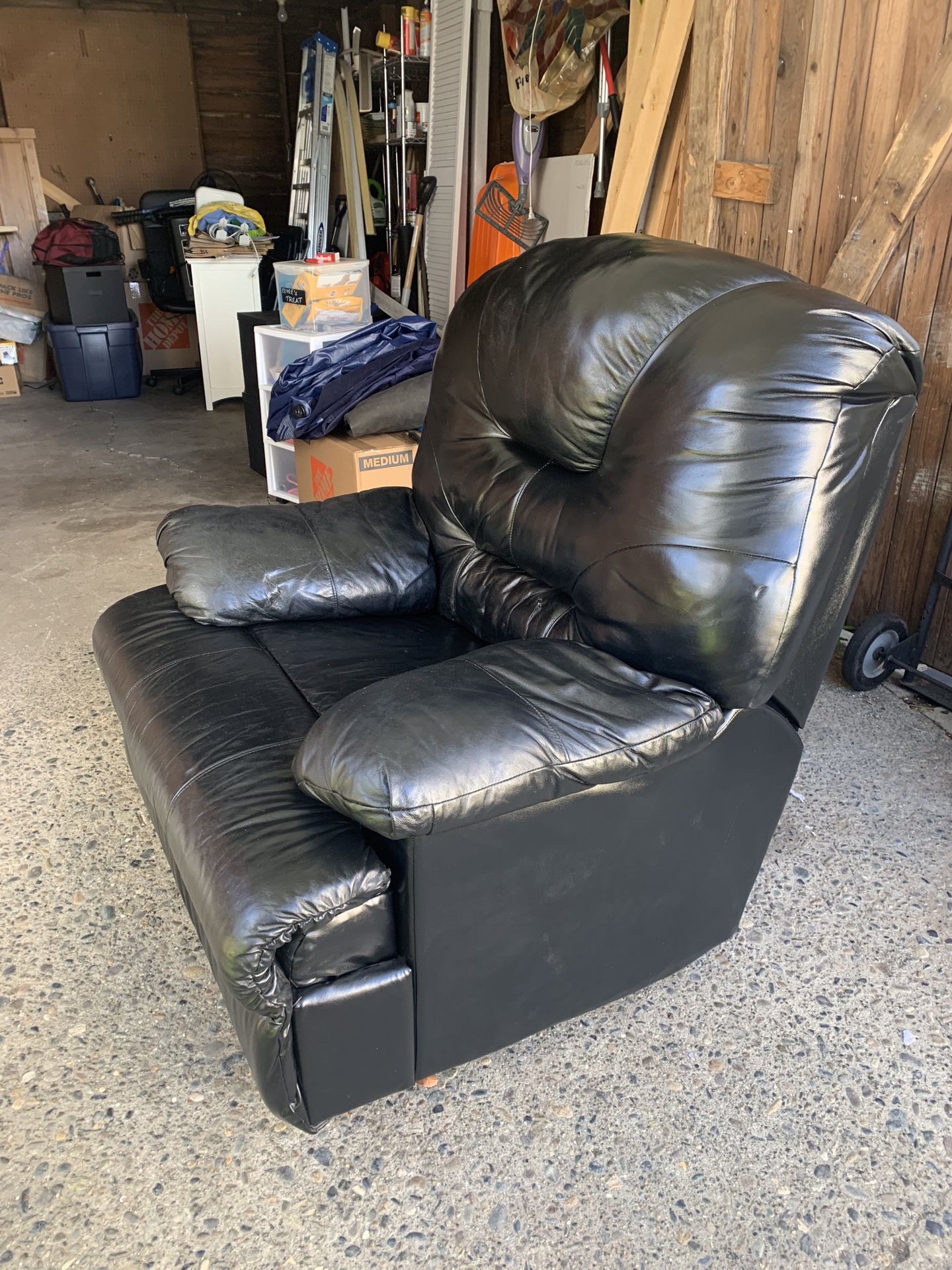 Barely Used Black Leather Recliner