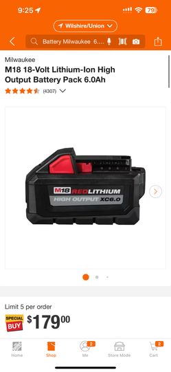Milwaukee M18 18-Volt Lithium-lon High Output Battery Pack 6.0Ah 