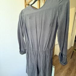 Charcoal Grey Long Sleeve Silk Romper - Club Monaco