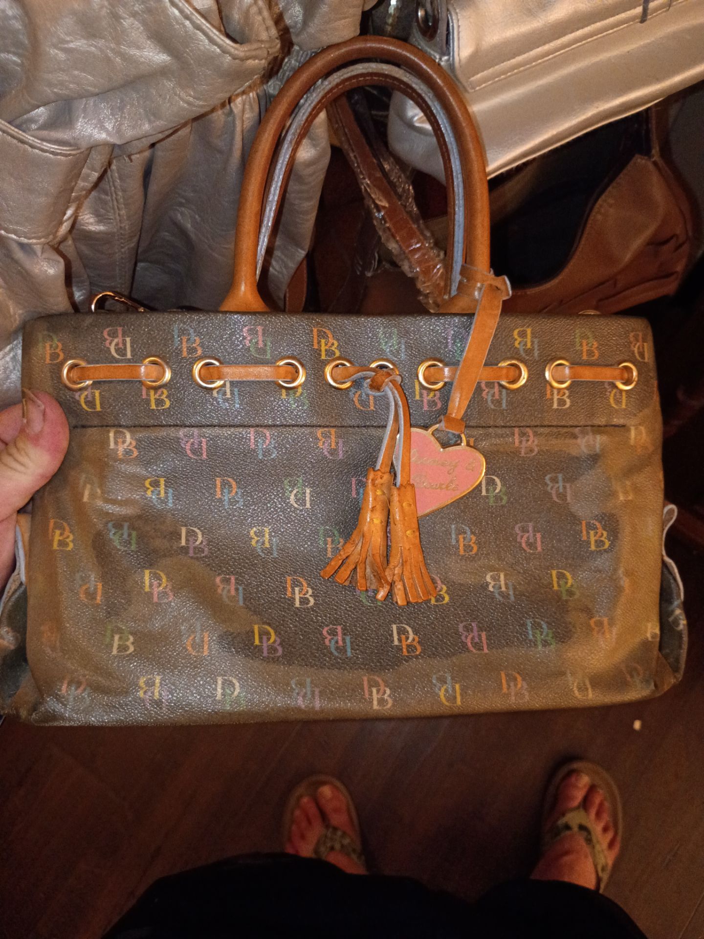 Dooney & Bourke Rainbow Signature Coated Canvas & Leather Satchel Handbag
