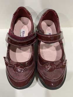 Girls Leather Shoes Burgundy 