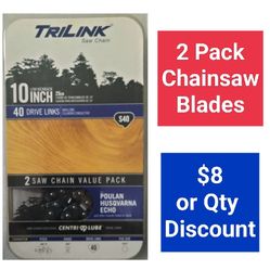 New 2-pack TriLink Chain Saw Blades Chainsaw 40 Drive Links, 3/8" LP,. 050