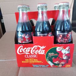1996 Edition Christmas Coca Cola 6 Pack Bottles