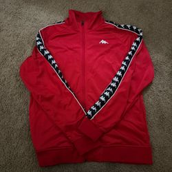 Kappa Red Track Jacket with Logo Taping