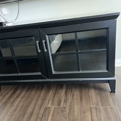 Crate And Barrel Black Wood Storage Media Console 