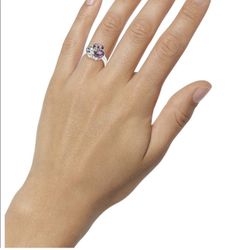 Silver-tone crystal cluster ring