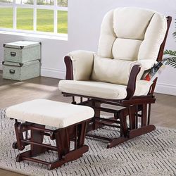 Brand New Beige Or Gray Glider With Ottoman Chair