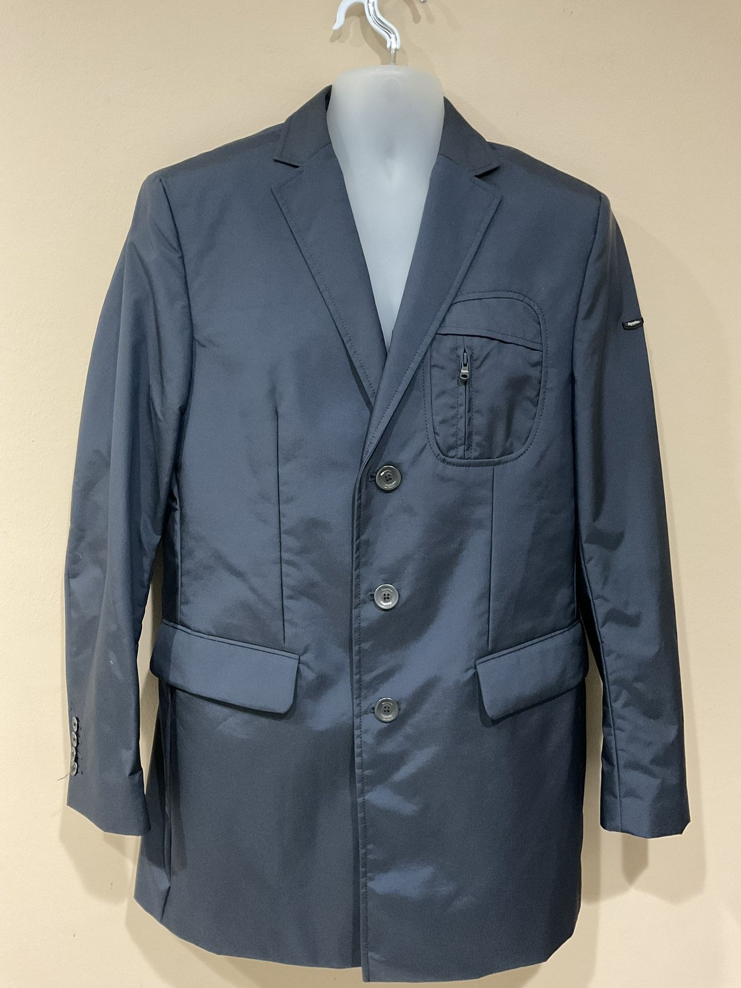 RefrigiWear Men’s Nylon Navy Blue Spring/Fall 34” Long Coat/Jacket, L